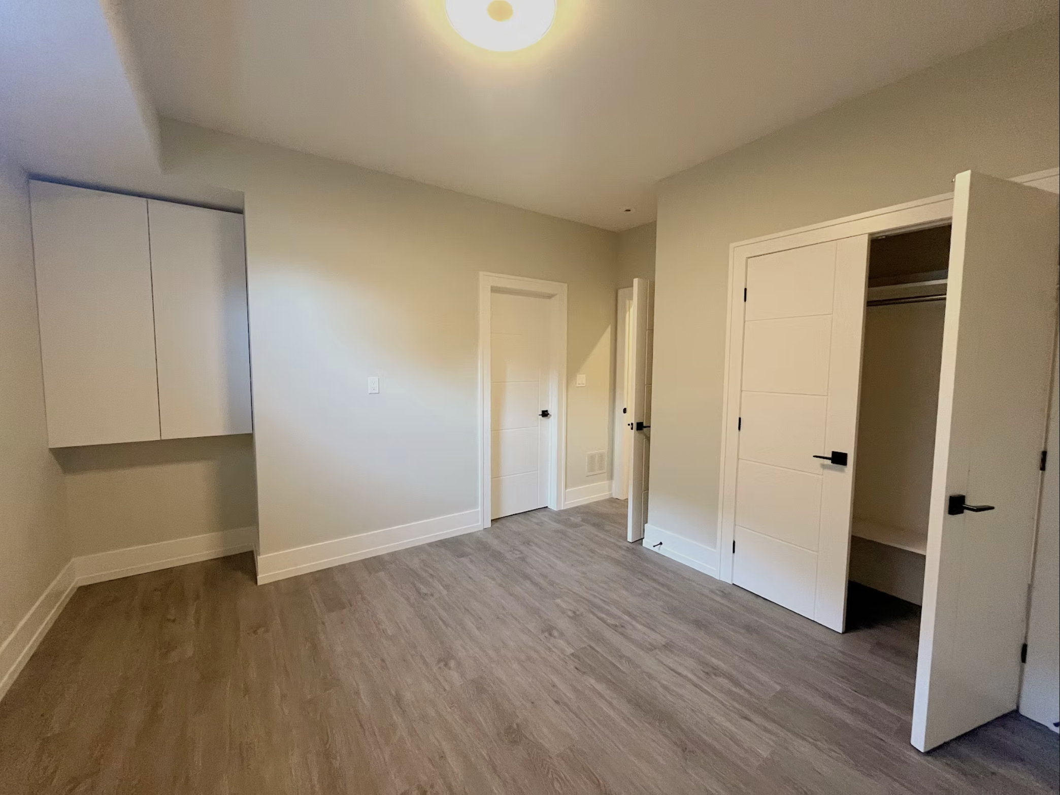 Finished basement interior - smooth drywall and trim