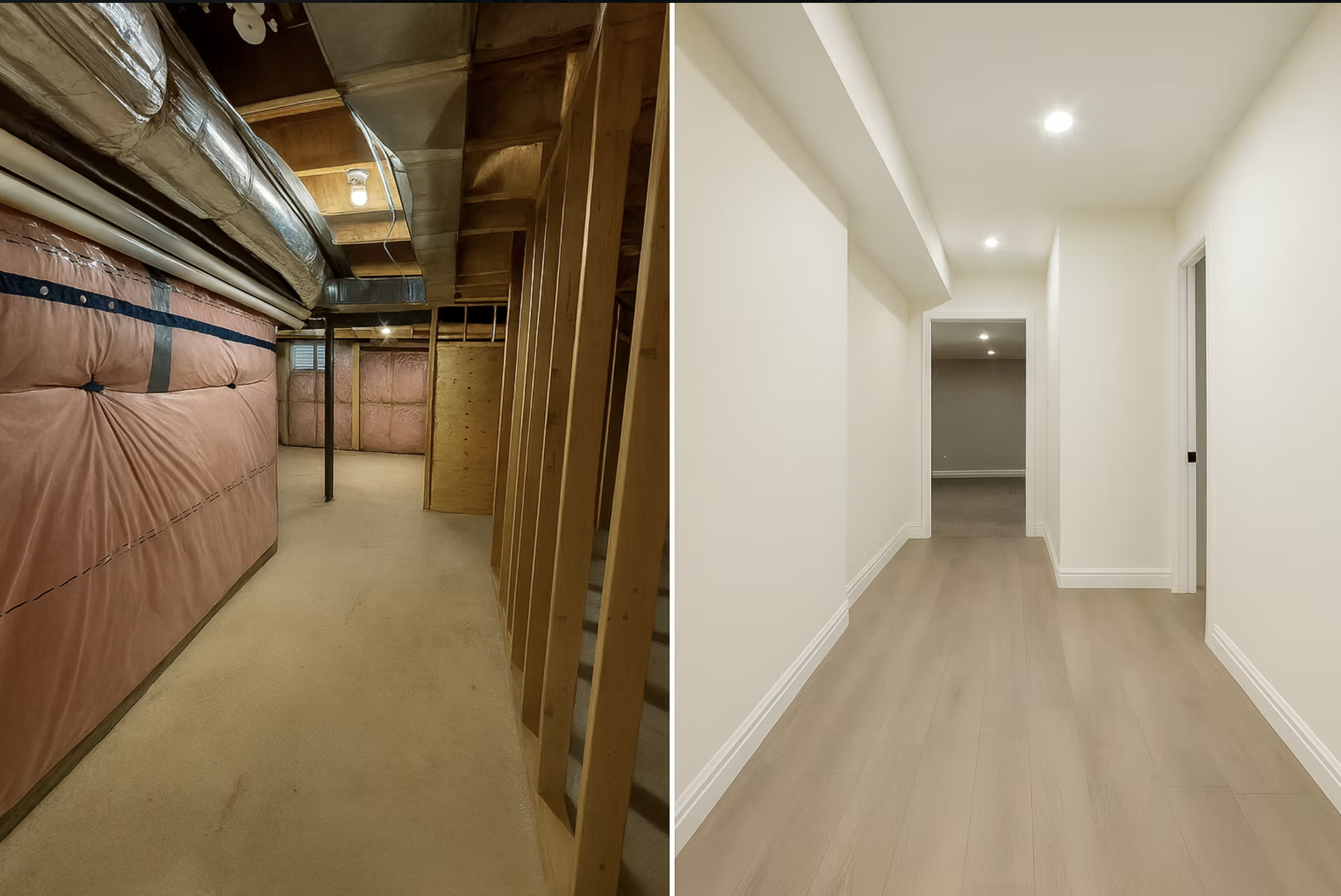 Basement renovation - before and after transformation