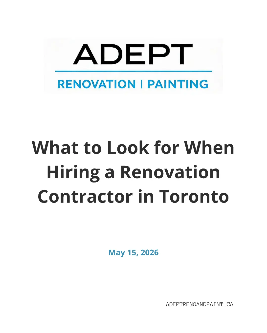 What to look for when hiring a renovation contractor in Toronto - guide cover image