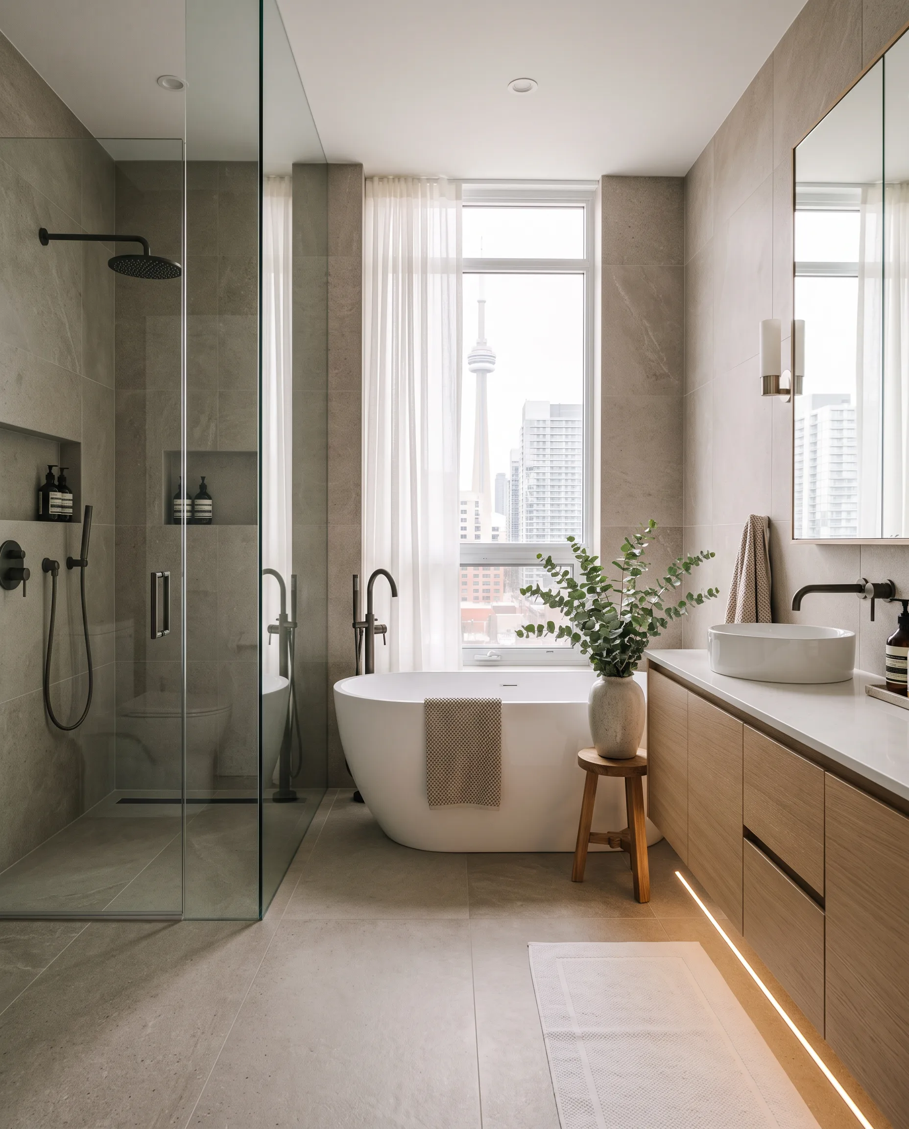 Toronto bathroom renovation - custom shower, tile, and fixtures